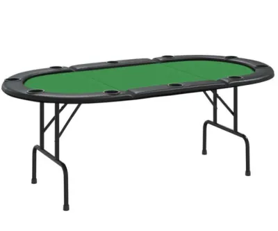 Sulankstomas pokerio stalas, žalias, 207x106x76cm, 10 žaidėjų