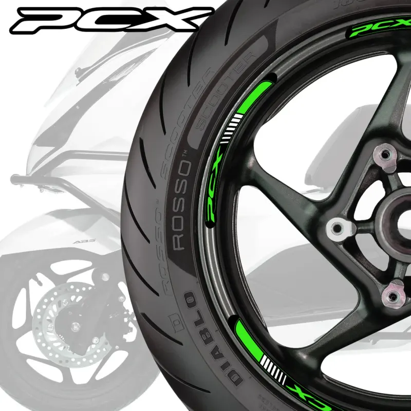 Honda PCX motorolerio ratlankių lipdukai, žalia
