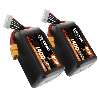 2x Ovonic 6S 22.2V 1400mah 130C Lipo Akumuliatoriai