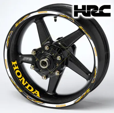 Honda Fireblade HRC ratlankių lipdukai – Geltonai juodas rinkinys