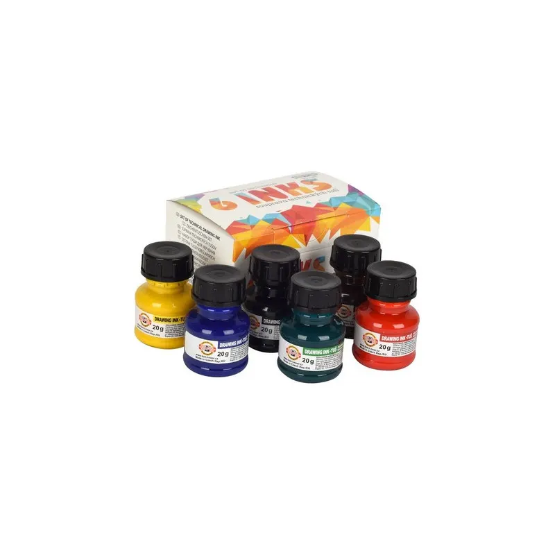 Spalvoto tušo rinkinys 6x20 ml (pagrindinės spalvos)