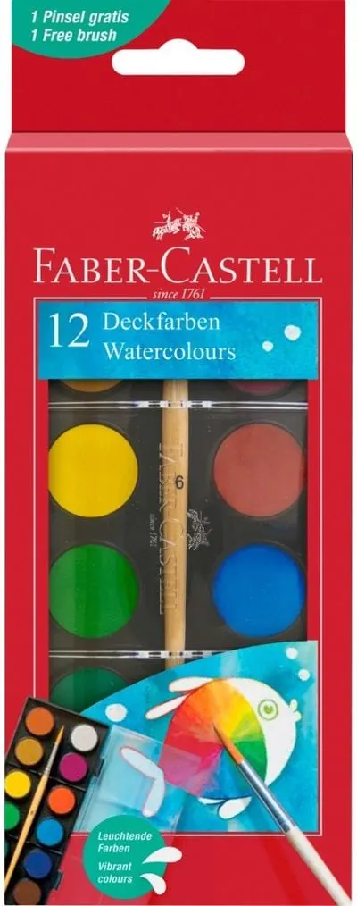 Akvarelė Faber-Castell, 12 spalvų su teptuku